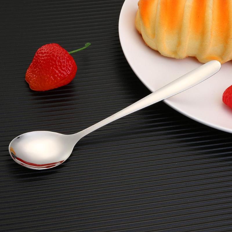 Rostfritt stål middag sked bärbar dessert soppa studenter bento party resor utomhus picknick plätering servetter skedar