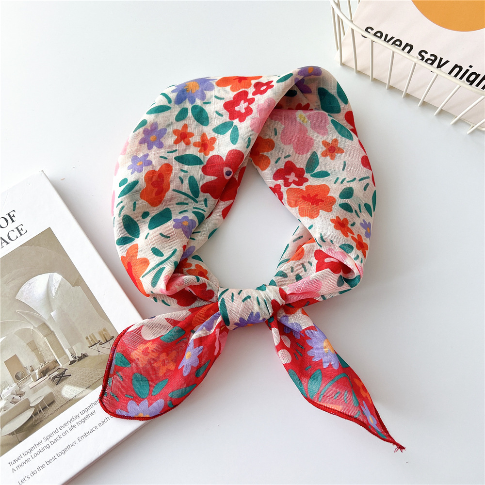 58cm Cotton Beautiful Bandanas Square Scarf Women Girls Headband Accessories Handkerchief Neckerchief Hairscarf Hairscarf