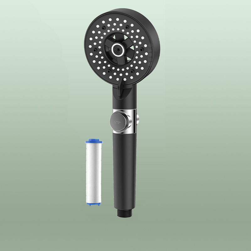 Household Super Shower Set Dechlorinating Light Luxury Booster Spray Shower Head High Pressure Bathroom Purifying Booster Spraye: black
