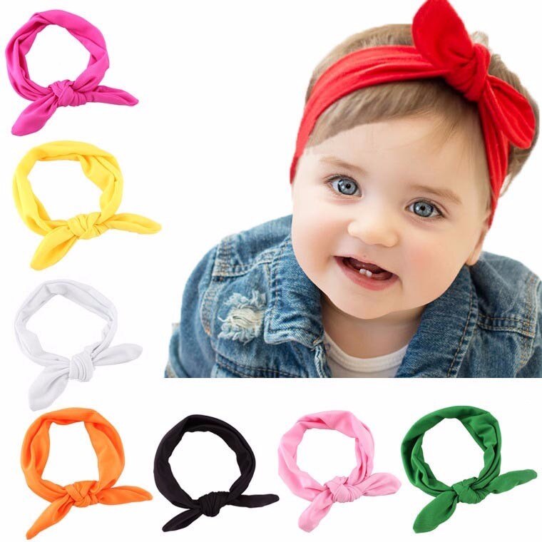 Moda bebê menina headbands bonito coelho arco orelha hairband bandana turbante nó cabeça envoltórios acessórios de cabelo para o presente da menina