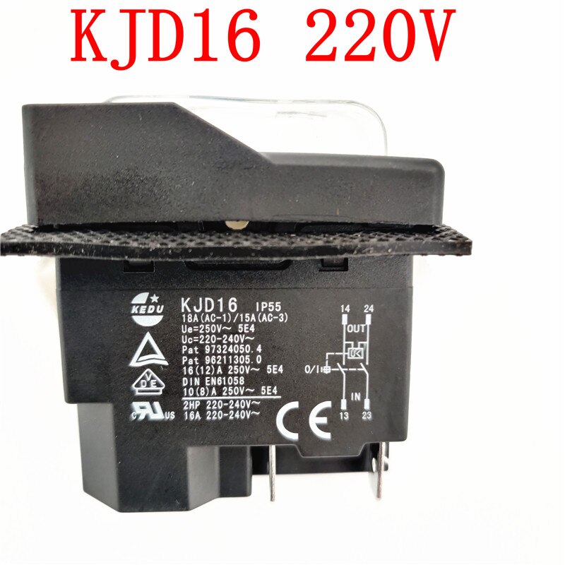 KJD16-Interruptor de encendido y apagado electromagnético, 220V, 120V, 4 pines, resistente al agua, para herramientas de máquina