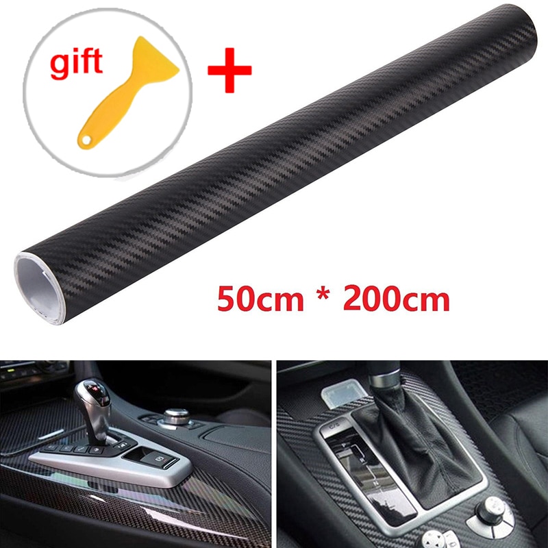 With Scraper Car Sticker Speaker surfaces Matte Black Carbon Fiber Vinyl Foil Film 50x200cm 3D