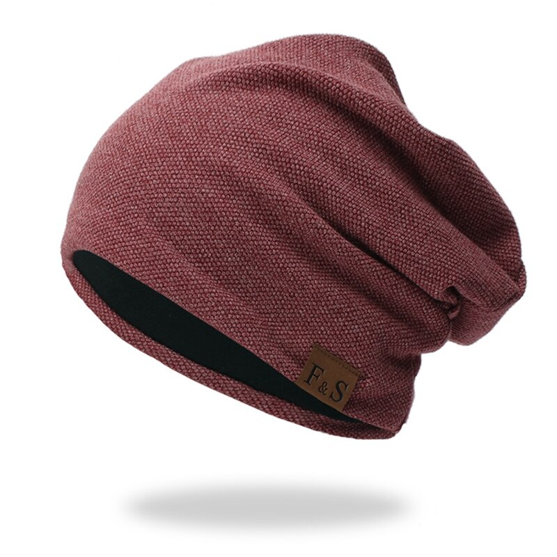 Gebreide Katoenen Mutsen Cap Lichtgewicht Thermische Anti-Koude Wind Hoed Outdoor Herfst Winter Joggle Sport Hoofddeksels: Wine Red