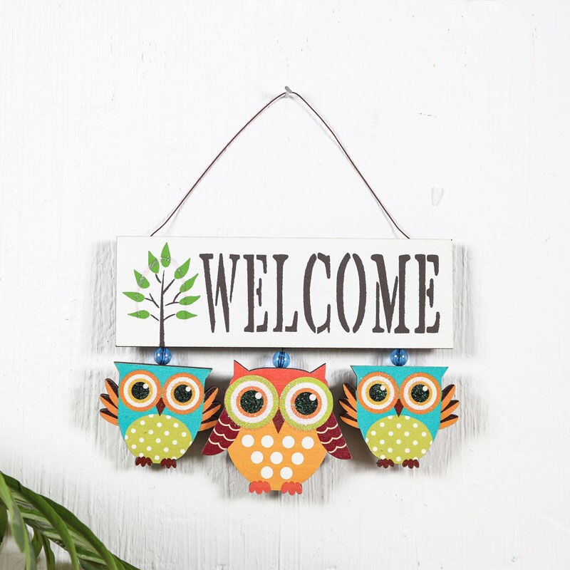 Mooie Uil Welkom Houten Bord Muur Opknoping Prikbord Voor Feestelijke Interieur Outdoor Home Deur Inrichting Tuin Decoratie