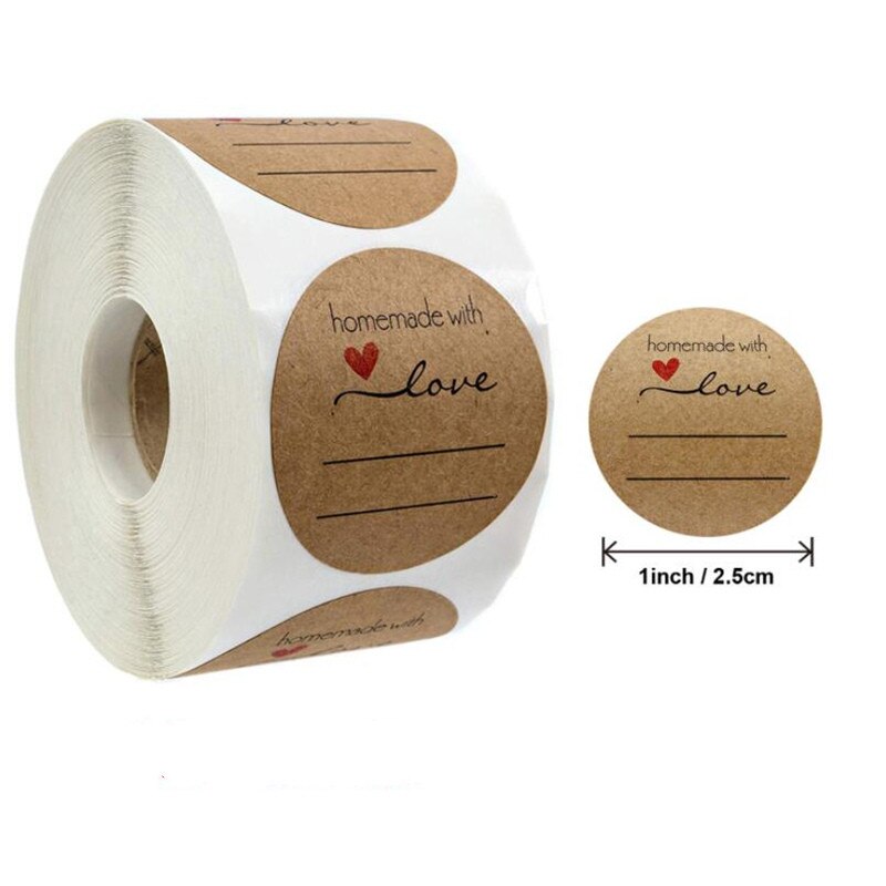 500Pcs/Roll "Handgemaakt Met Liefde" Sticker Voor Envelop Afdichting Labels Sticker Sieraden Maken Pakket Sticker Supply: B07