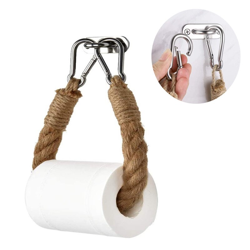 1 Pcs Hennep Touw Handdoek Toiletpapier Rolhouder Jute Rustieke Muur Gemonteerde Ijzer Opslag Planken Badkamer Benodigdheden