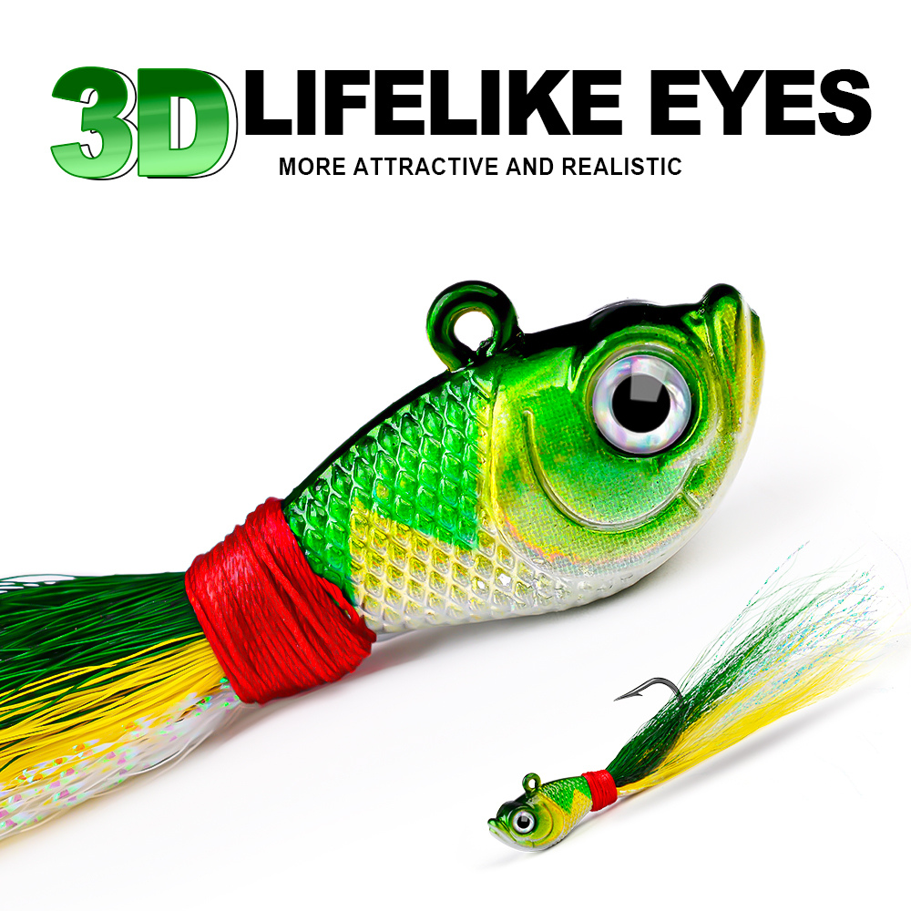 PROBEORS 1 cebo duro de Metal con plumas, 5 colores 7g 14g 28g 42g 56g anzuelos con cabeza de anzuelo para cebo blando, aparejos de pesca al aire libre