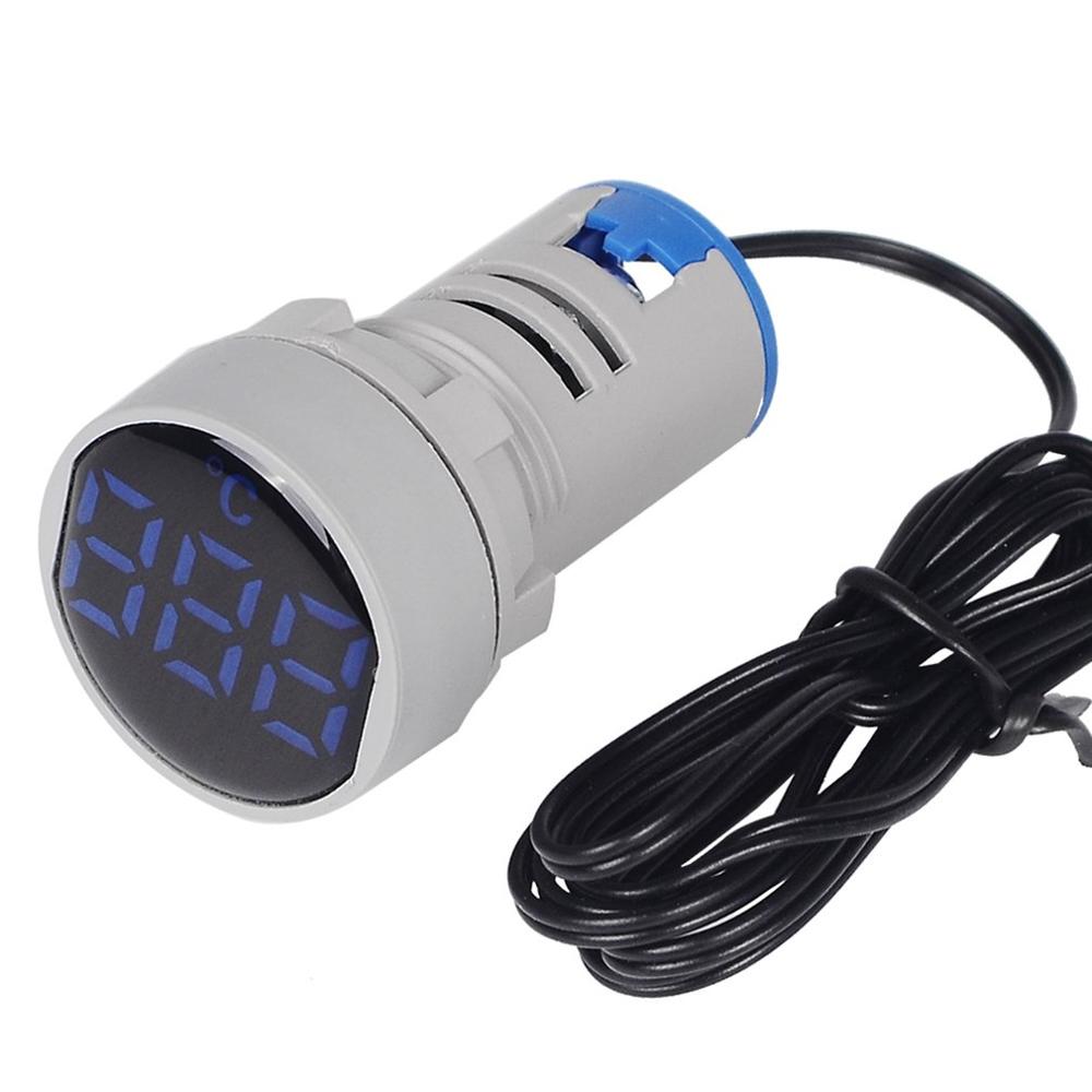 22Mm Ronde Kleine Mini Led Licht Display Thermometer Digitale Temperatuur Meter Indicator Ac 50-380V 220V -20-120'c