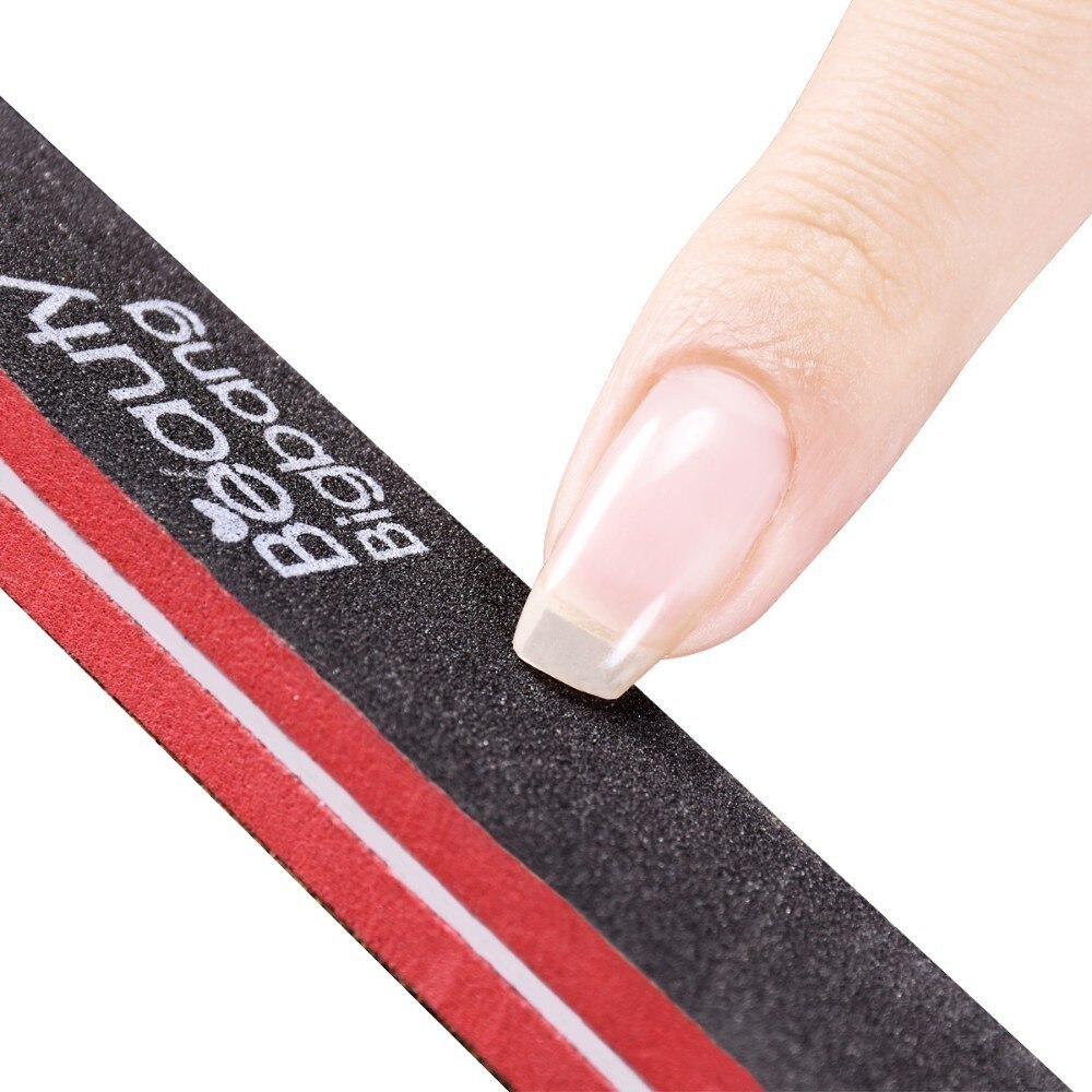 BEAUTYBIGBANG 5 Piece 17cm 100/180 Nail File Manicure Pedicure Limas Nagelvijl Black Red Color Wood Nail Art Nail Buffer Block