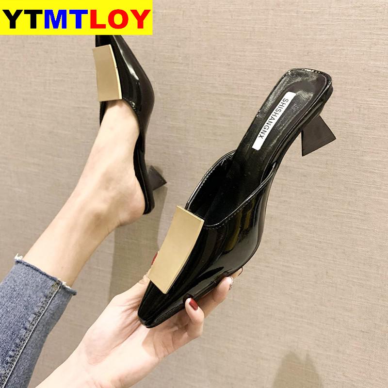 Sommer Frauen Sandalen Hochzeit Schuhe Braut Spitz Frau Hausschuhe Niedrigen Fersen Kleid Schuh alias mujer Zapatos Mujer Grün
