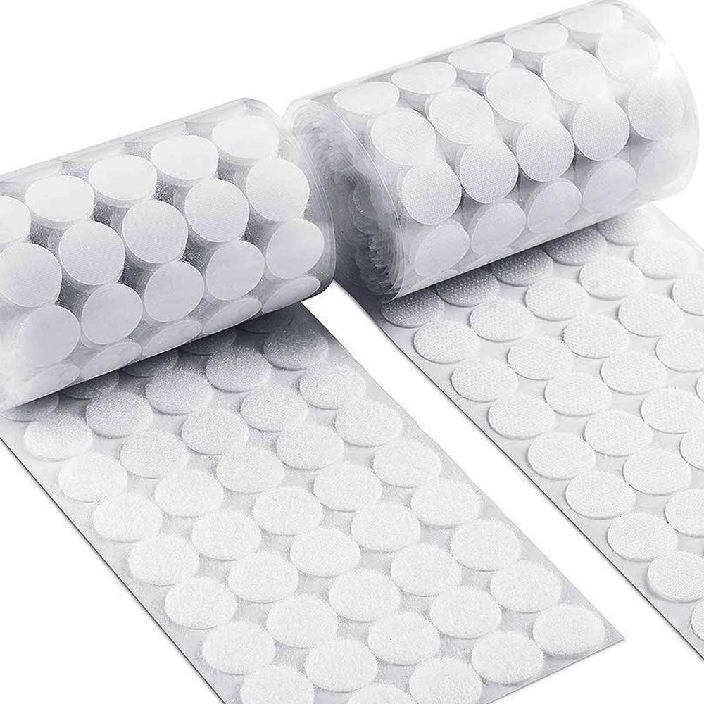 100 paires de Velcro rond auto-adhésif (15mm), blanc robuste et fiable, adapté pour la maison, le bureau, l'école et les ateliers