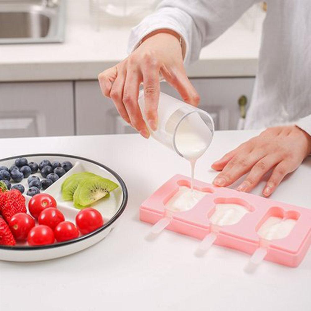 Leuke Silicone Popsicle Mold Set Diy Handgemaakte Ijs Maken Gereedschap Praktische Candy Bar Creatieve Dessert Mold Ice Cube lade