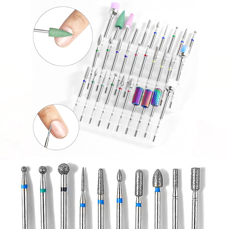 10 Stks/set Wolfraam Staal Legering Slijpen Bit Keramische Nail Bits Cuticle Schoonmaken Diamant Nagel Boor Set Pedicure Manicure Tool