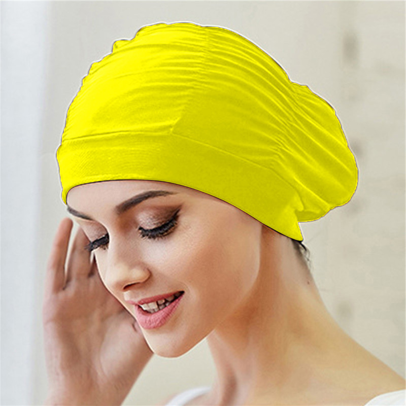 Silicone Waterproof 3D Elastic Swimming Caps For Men Women Long Hair Swimming Hat Cover Ear Bone Pool Adult Swim Cap: black