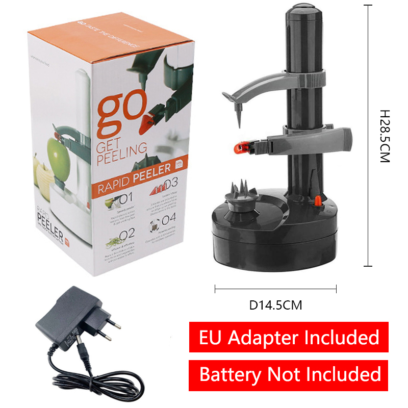 Automatische Elektrische Kartoffel Schäler Multifunktions Obst Gemüse Schäler Peeling Cutter Kochen Werkzeug Küche Spielereien Zubehör: Schwarz EU Adapter