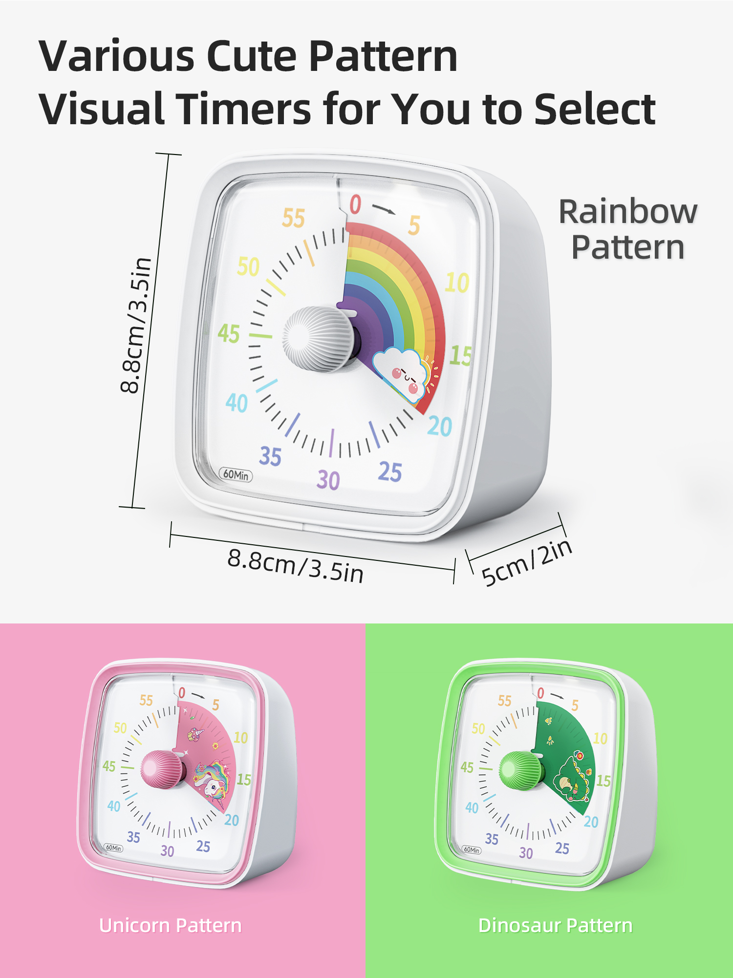 Yunbaoit Visual Timer with Night Light, 60-Minute Countdown Timer for Kids and Adults, Silent Classroom Timer for Home, School