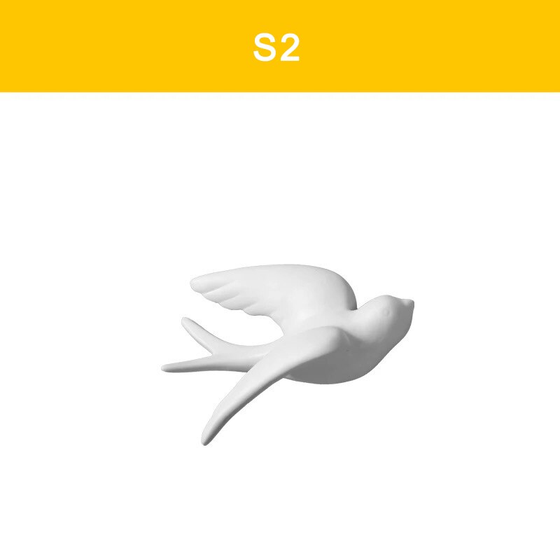 1pc 3D Ceramic Birds Murals Wall Hanging Decorations Crafts Home Ornaments VJ: s2