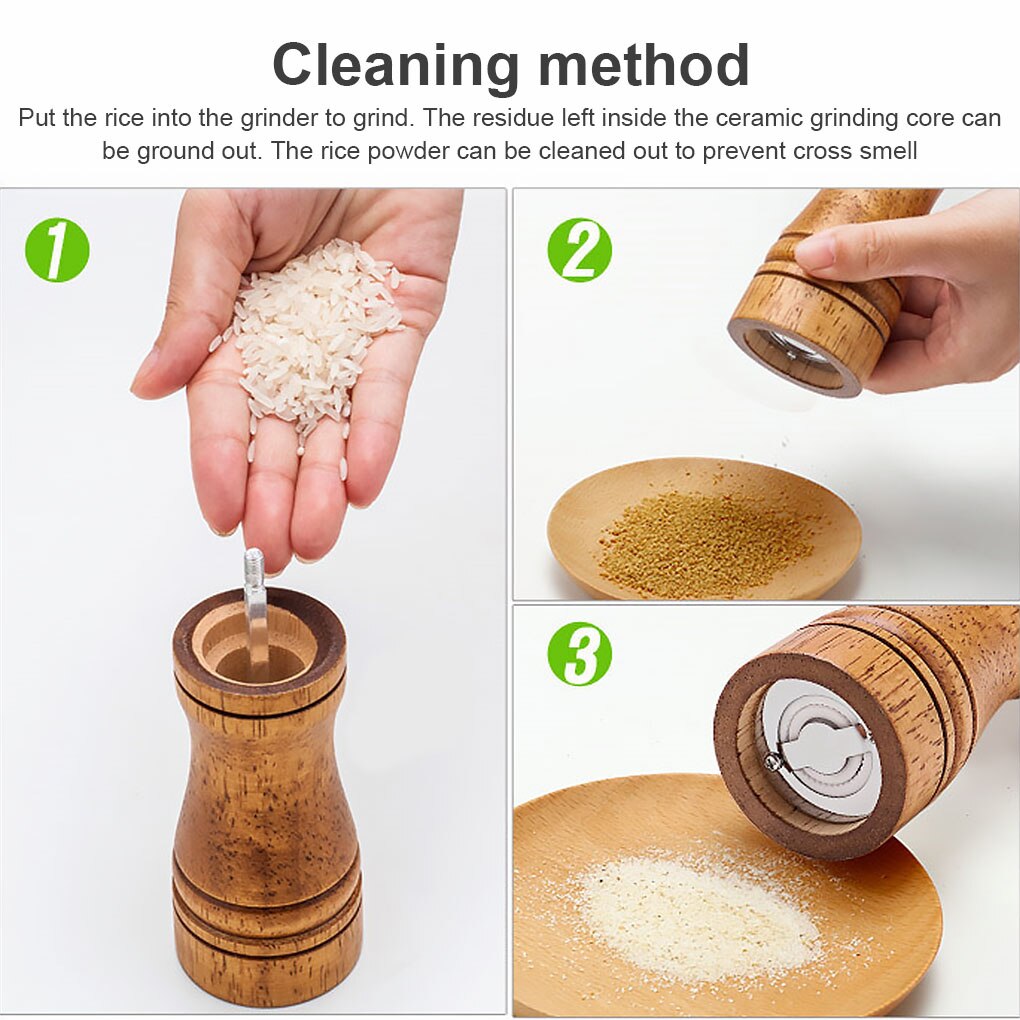 Pepper Mills Solid Wood Pepper Mill with Strong Adjustable Ceramic Grinder Salt Mills 5/ 8/10/ Kitchen Accessories Tools