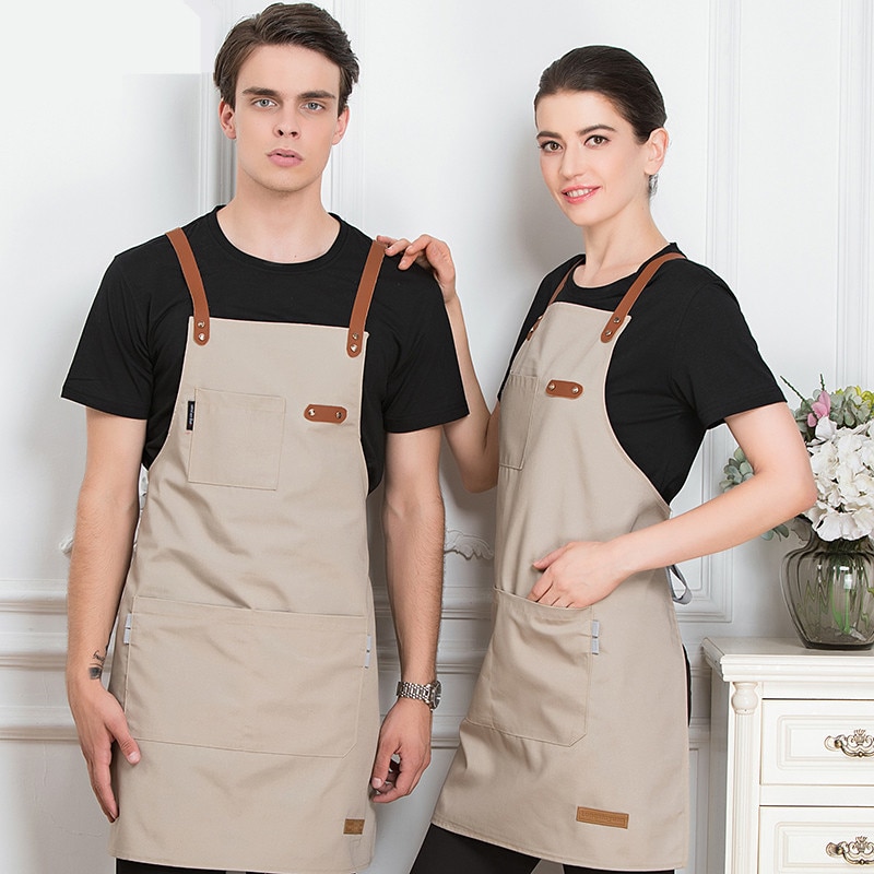 Unisex Chef Cook Kitchen Apron Coffee Shop Hairdresser Sleeveless Work Uniform Bib Work Clothing Antifouling Aprons