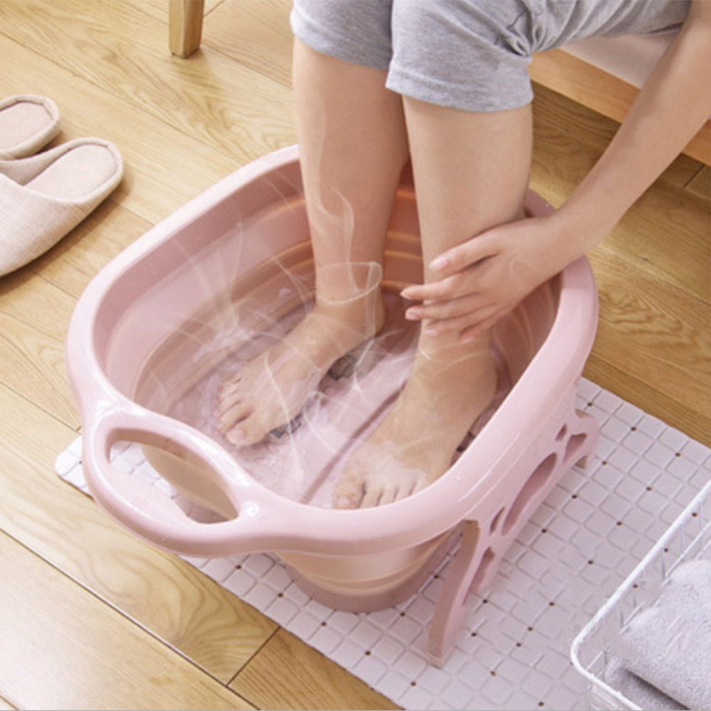 Collapsible Foot Spa Bath Tub with Massaging Rollers Health Care for Tired Sore Feet PI669: Pink