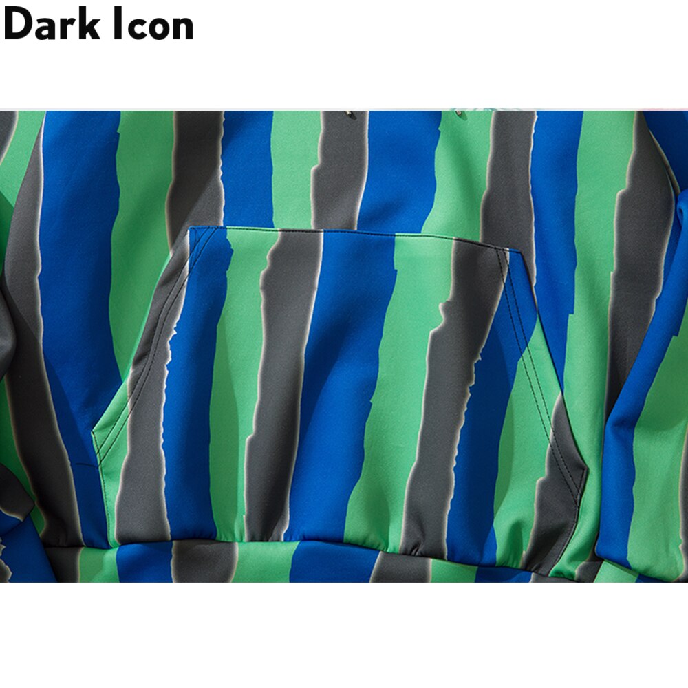 Dark Icon Striped 3D Printed Hoodie Men Women Front Pockets Streetwear Men's Sweatshirts and Hoodies