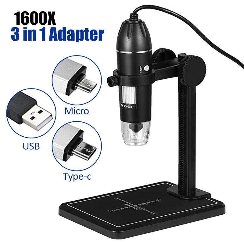 1600X Digital Microscope For Soldering LED Magnifier Zoom Camera Handheld USB Microscope For Mobile Phone Repair MAC Android PC: C 1600x 3 in 1