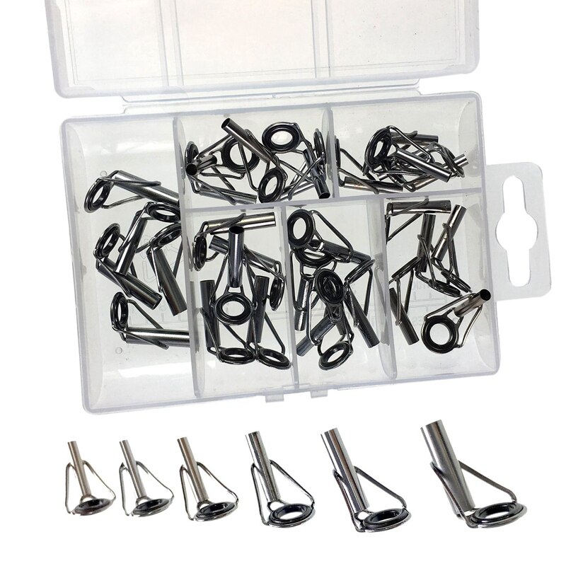 TOP30Pcs Fishing Rod Tips Repair Kit 3.0-4.5Mm Ceramic Ring Diy Eye Set Saltwater Freshwater Rod Rebuilding Sea Spinning Cas