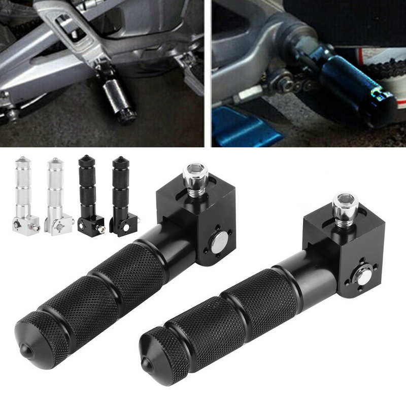 2Pcs Aluminum Pedals for Motorcycle Electric Car 8MM Universal 90 Degree Folding Support Rod Motorcycle Foot Peg Footrest