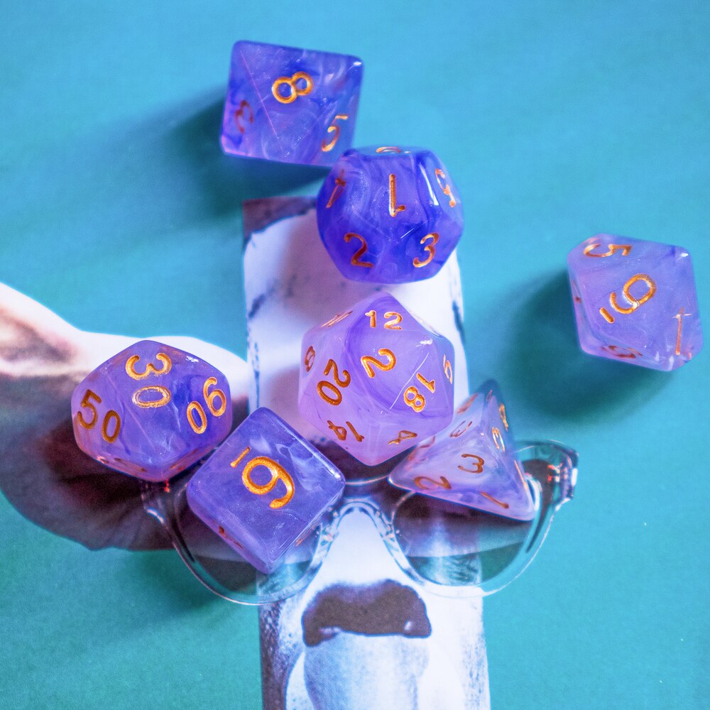 7 teile/satz D & D Würfel Transluzenten Wolken DND Würfel D4 D6 D8 D10 D % D12 D20 polyedrisch Spiele würfel einstellen für MTG RPG