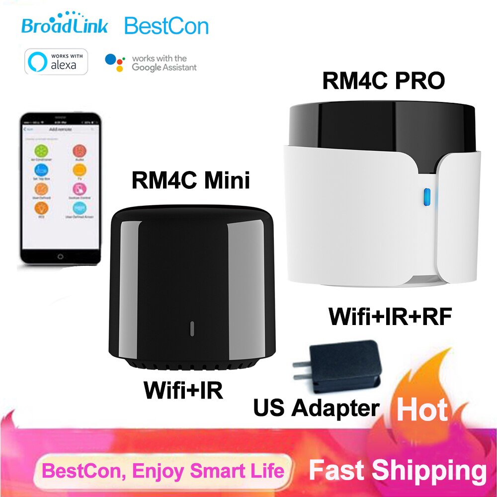 Broadlink bestcon  rm4c pro  rm4c mini wlan-ir-rf-universalfernbedienung smart-home-fernbedienung kompatibel mit alexa, google home und ifttt: Us  rm4c pro und mini