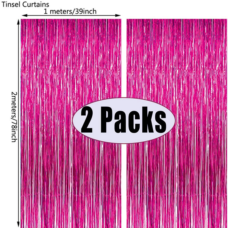 Paquete de 2 cortinas con flecos de oropel de lámina metálica rosa de 1x2m, telón de fondo para cumpleaños, boda, despedida de soltera, decoración para aniversario de adultos: Amarillo claro