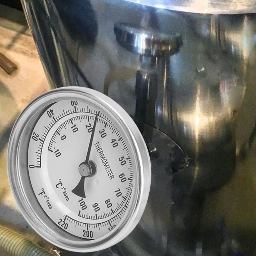 Weldless Bi-metal Thermometer Kit, 3"Face & 2"Probe, 1/2"MNPT, 0~220F degree, Beer Brewing Thermometer, Homebrew Kettle