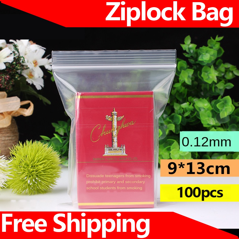 Ziplock-påse genomskinlig plastpåse plastförpackningspåse 9 x 13cm extra tjocka 0.12mm små dammtäta plastpåse matpåse 100 st