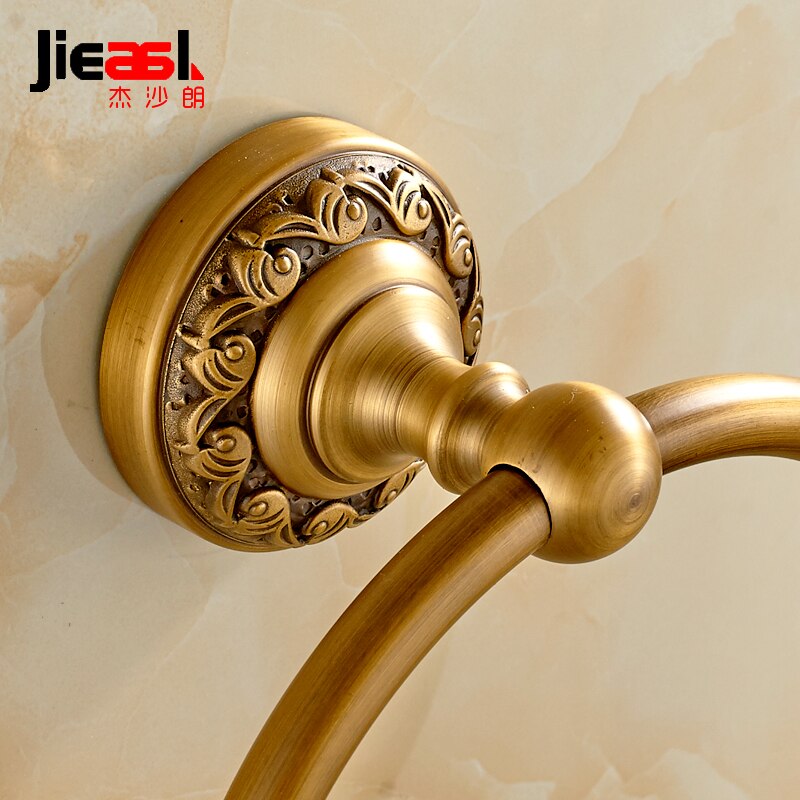 All Copper Towel Ring Round Carved Base Bathroom Towel Rack Unique Jie Sha Lang 6860