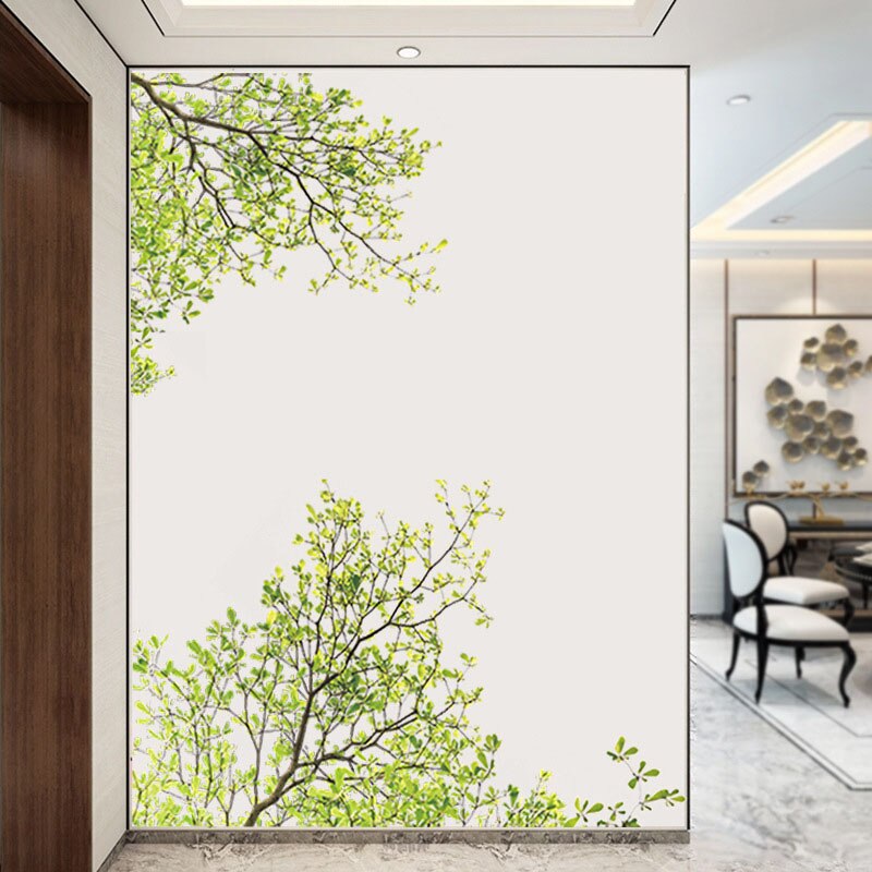 60X90cm rama de árbol hojas verdes pegatina de pared PVC adhesivo planta pegatina para ventana de vidrio 2017ing