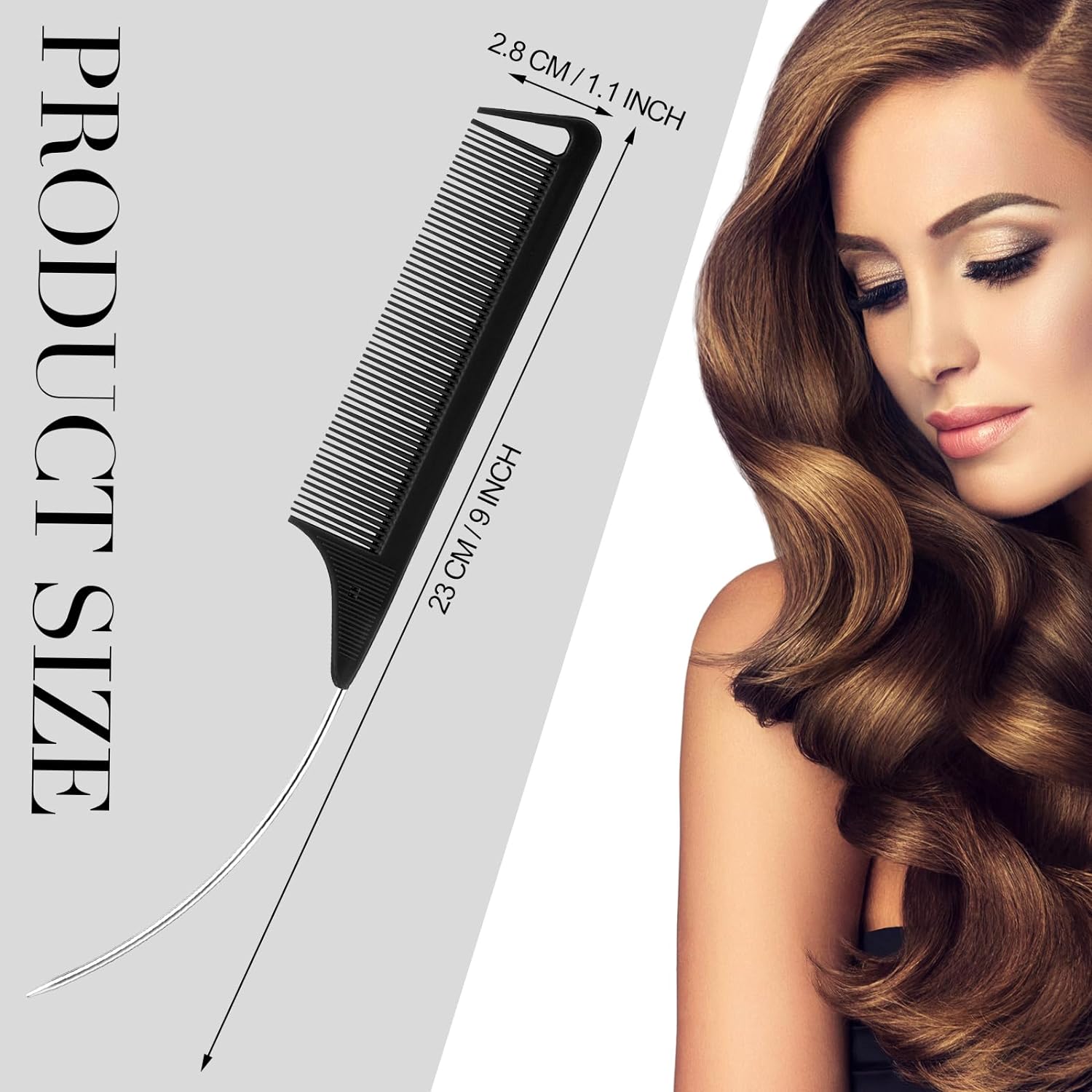 Peine de cola curvada puntiaguda para estilismo del cabello, Color caramelo , para partición de peluca, tinte para el cabello trenzado y herramienta para el cabello, 6 uds.