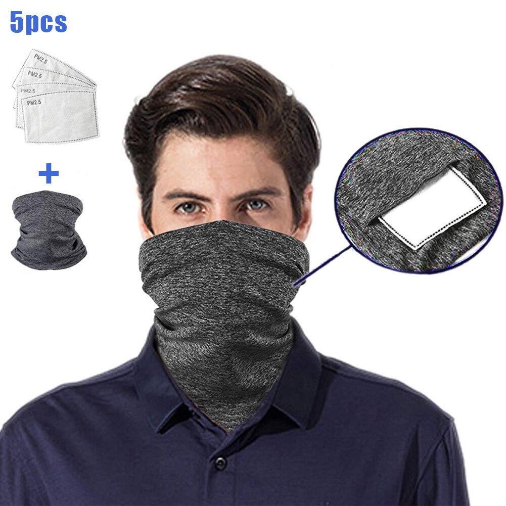 Mascarilla facial multiusos para el cuello, Bandanas con filtros PM2.5, antipolvo, para exteriores, F2, 2 uds.