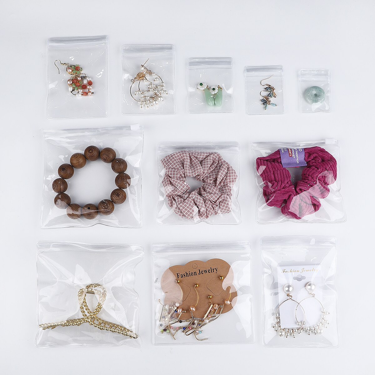 50pcs/lot PVC Zipper Bag Clear Soft Plastic Bag Sealed Anti-oxidation Jewelry Storage Bag Souvenir Universal Packaging