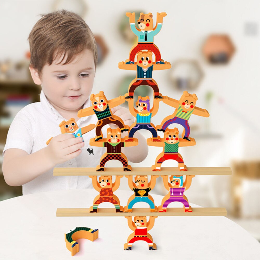 1 Set Wooden Stacking Balance Game Toys Interactive Playthings for Kid