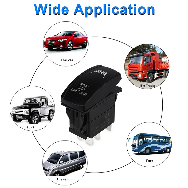 ADPOW 24V Car Boat Truck Lighted Toggle Switch 5pin ON-OFF Waterproof Led Car Boat Toggle Rocker Switch 12v