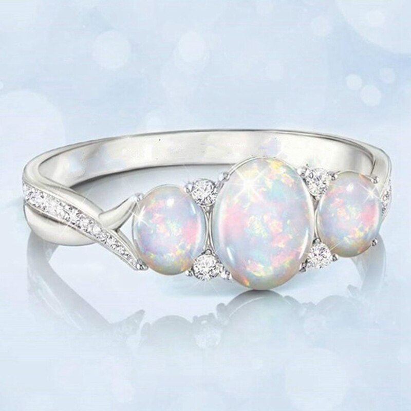 Opal Ringe Für Frauen Braut Hochzeit Engagement Ring Zirkonia Oval Stein Elegante Schmuckstück Femme