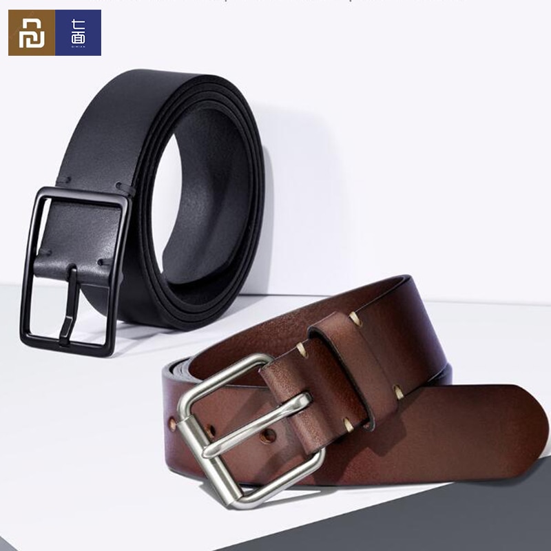 Youpin Qimian Männer Gürtel Männlichen Echtem Leder Strap Gemüse-gegerbtem Rindsleder Gürtel Für Männer 3,8 CM Pin schnalle Taille Gürtel