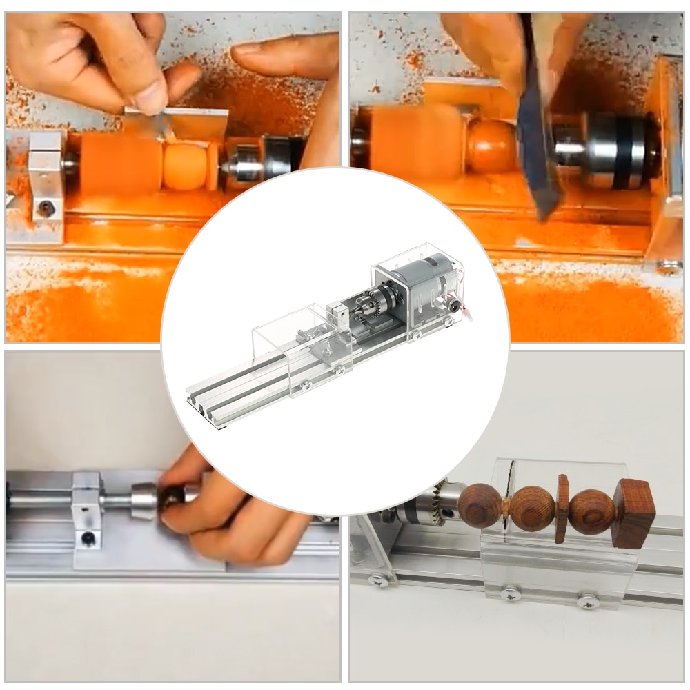 Minimáquina de Torno DIY de 100W, minimáquina de Torno para carpintería, Torno de trabajo en madera, herramienta de taladro de pulido