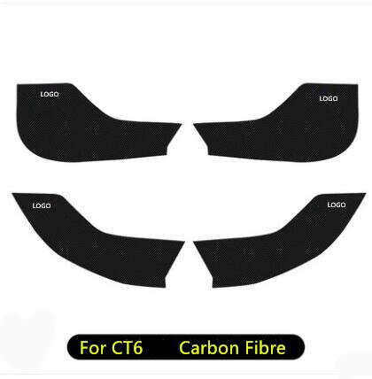 4 stk/sæt sort /kulfiber pu læder døre anti-kick pad måtte til cadillac atsl  xt5 xts  ct6 aab 251: Til  ct6 kulfiber