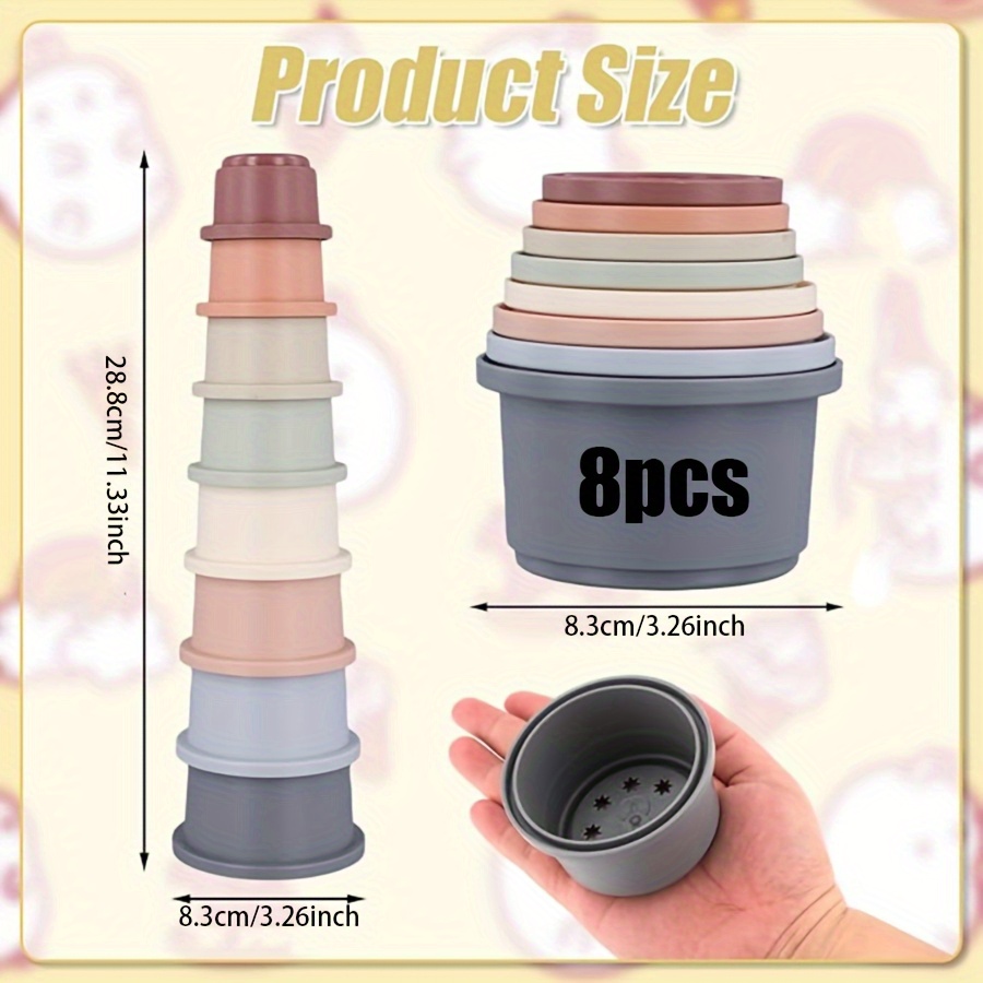 8 stuks stapelbekers voor konijnen, chinchilla's en cavia's - veelkleurig herbruikbaar plastic nestspeelgoed, 8 verschillende maten voor Fo