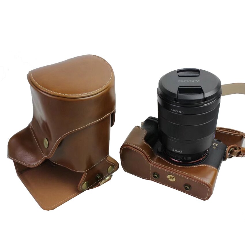 Leather case Camera bag Case Voor Sony A9 a9 A7III A7M3 A7RIII A7RM3 A7 III Markiii A73 slr Camera Cover met Batterij Opening