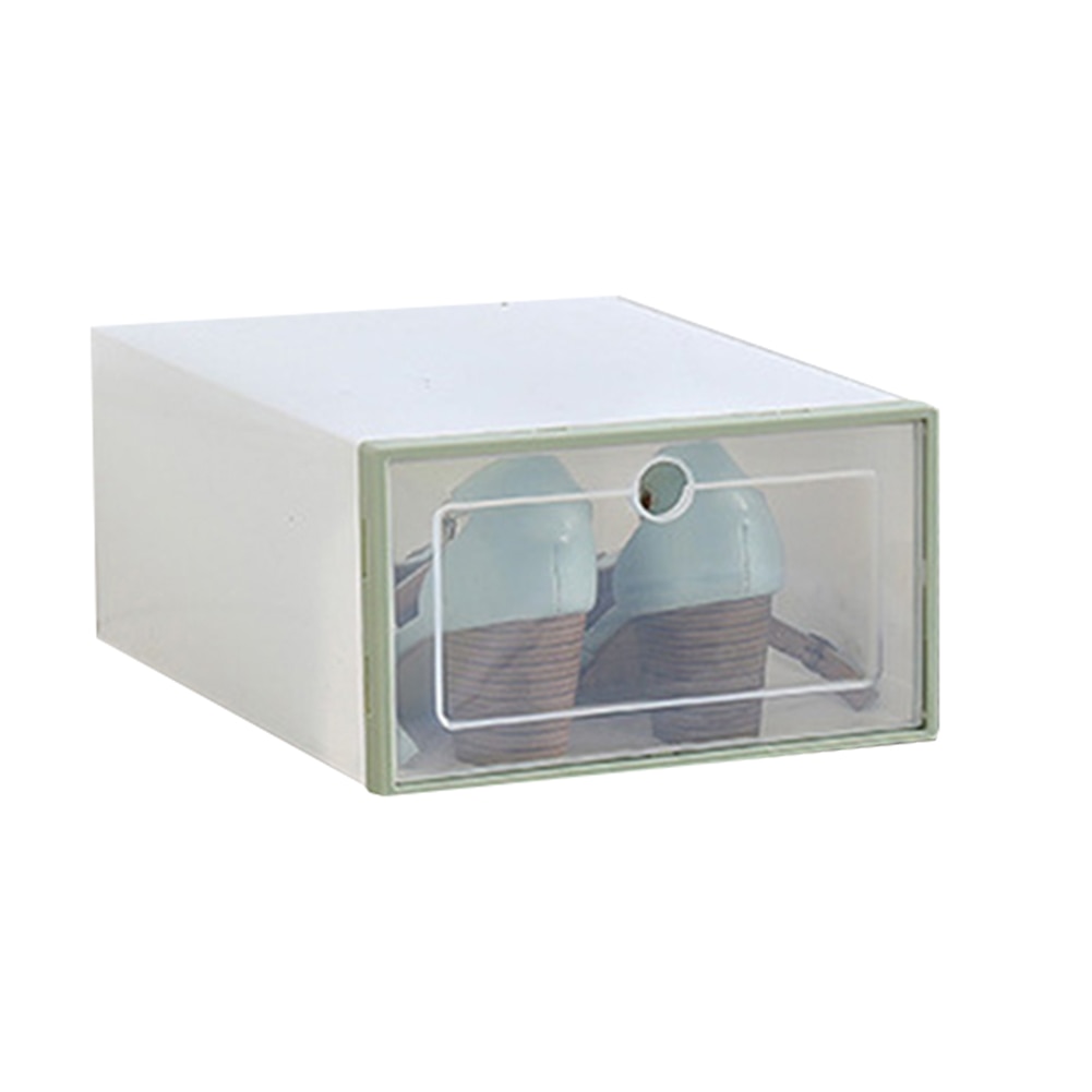 1pc pp stabelbar støvtæt skoæske gennemsigtig skoopbevaringsboks skuff rektangel arrangørdeler hjem meuble de rangement: Grøn