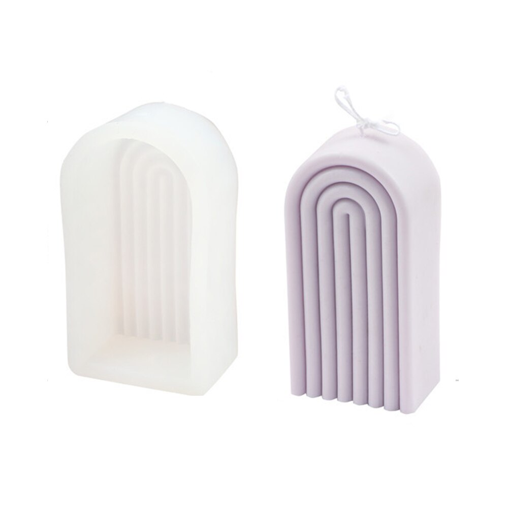Molde de silicona con arco de arcoíris geométrico para Vela, artesanía 3D hecha a mano, molde de aromaterapia, suministro de fabricación de moldes de soja, novedad: A