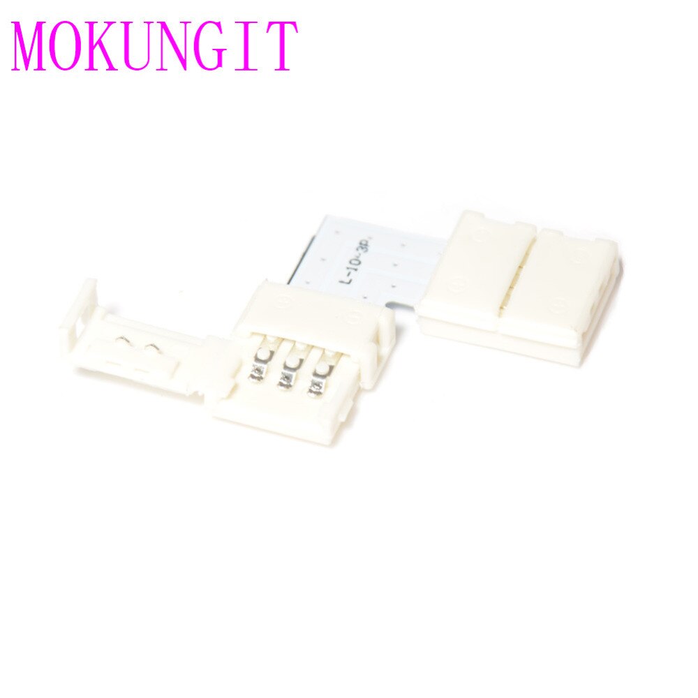 10pcs 10mm 3 Pin L-Shape LED Strip PCB Connector Adapter and 20pcs 3pin connector 4 WS2812B WS2811 SK6812 LED Strip No Soldering