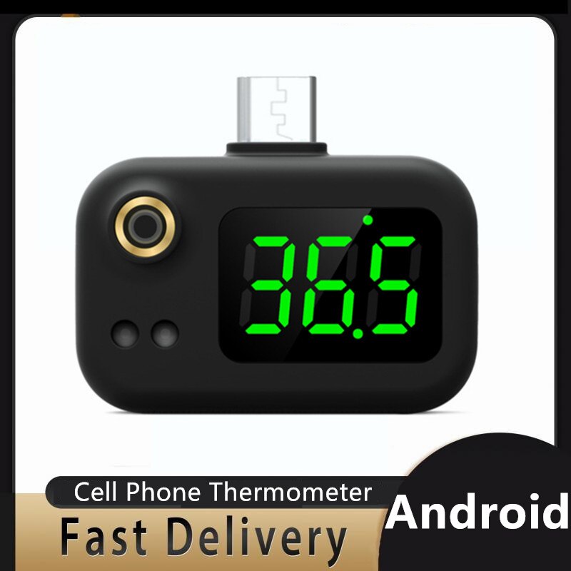 Portable Cell Phone Thermometer USB Thermometer With LED Display Body Temperature Measurement Instrument For Android Phone